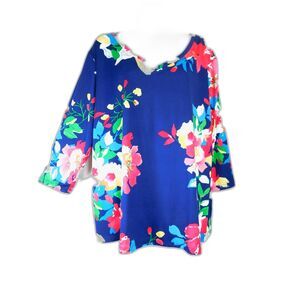 Pioneer Woman Floral Tunic Top Size XL V Neck Knit 3/4 Sleeve Cottagecore